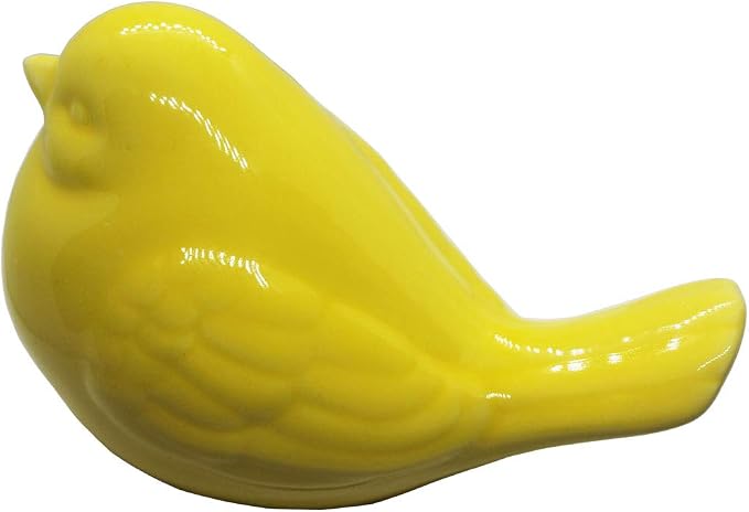 NEW Yellow Bird Figurine, Ceramic Chubby Bird Figure Cottage Animal Bird Statue Decorations for Home Garden Decor Accents