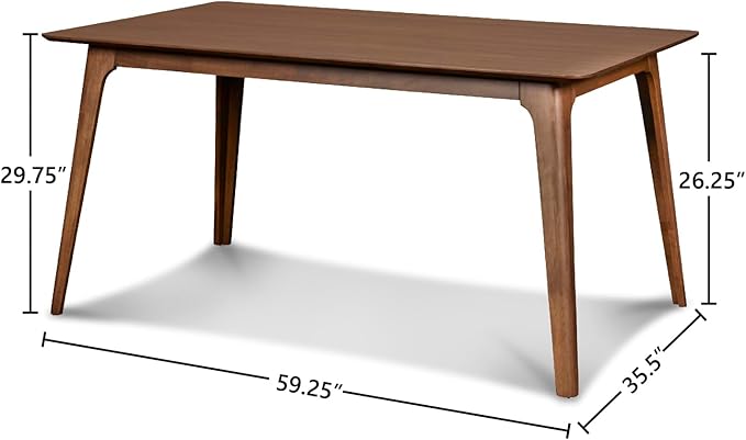 New Classic Furniture Oscar 60" Rectangle Wood Dining Table, Walnut