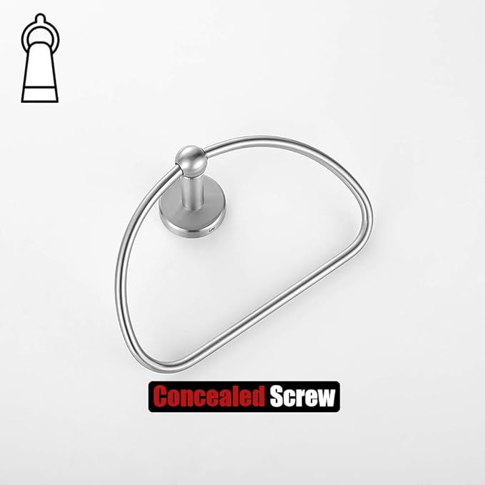 JQK Towel Ring, Stainless Steel Half Ring Towel Holder for Bathroom, 7 Inch Brushed Finished Wall Mount, TR160-BN