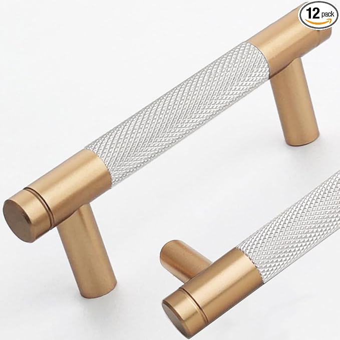 12 Pack 3 Inch 76 mm Bronze and Nickel Barrel Cabinet Pulls Cupboard Aluminum Handles Drawer Pull Cabinet Handles