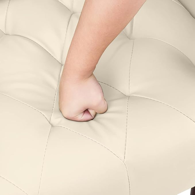 Faux Leather Accent Chair, Modern Retro Arm Chair for Living Room and Bedroom Tufted Upholstered Sofa Club Chair Comfy Armchair for Small Spaces Bedroom Office (Beige)