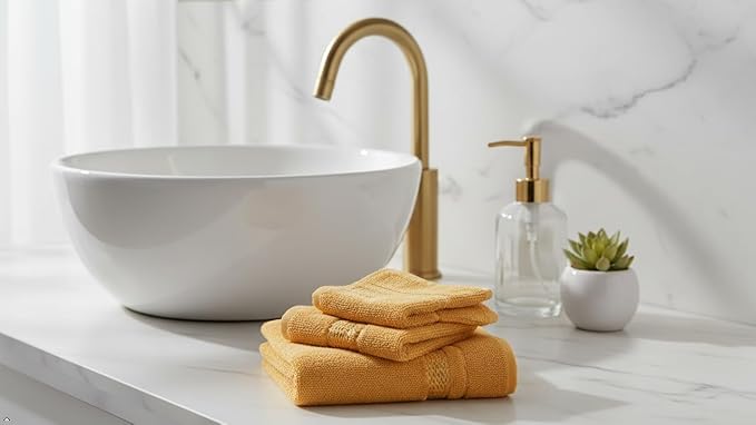 Melissa Linen Luxury Fingertip Towels (4-Pack) – 100% Genuine Turkish Cotton – Highly Absorbent & Soft Small Hand Towels for Bathroom, Face & Gym – 12 x 18 inches, Honey Yellow