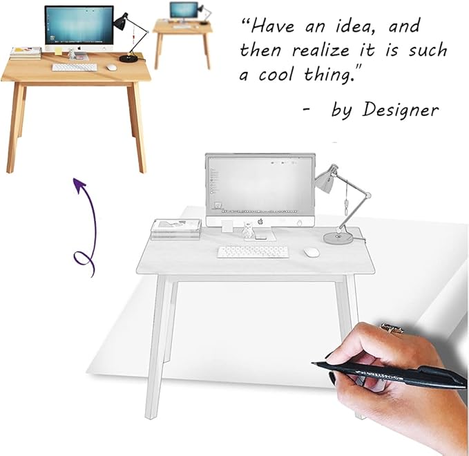 IOTXY Simple Wooden Writing Desk - Modern Minimalist Style PC Laptop Computer Workbench with Solid Wood Legs, 39" W Home Office Work Table for TV Stand Music Video Live Broadcast Workstation, Oak