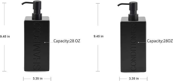 Rectangular Resin Dispenser Premium Bathroom Shampoo Conditioner Body Wash Bottle Modern Refillable Pump Design