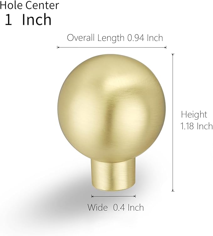 Lardmon 3 Pack Brushed Gold Cabinet Knobs Drawer Knobs 1 Inch(25mm) Diameter Modern Single Hole Cabinet Pulls Solid Kitchen Knobs Cabinet Handles Heavy Duty Kitchen Hardware for Dresser