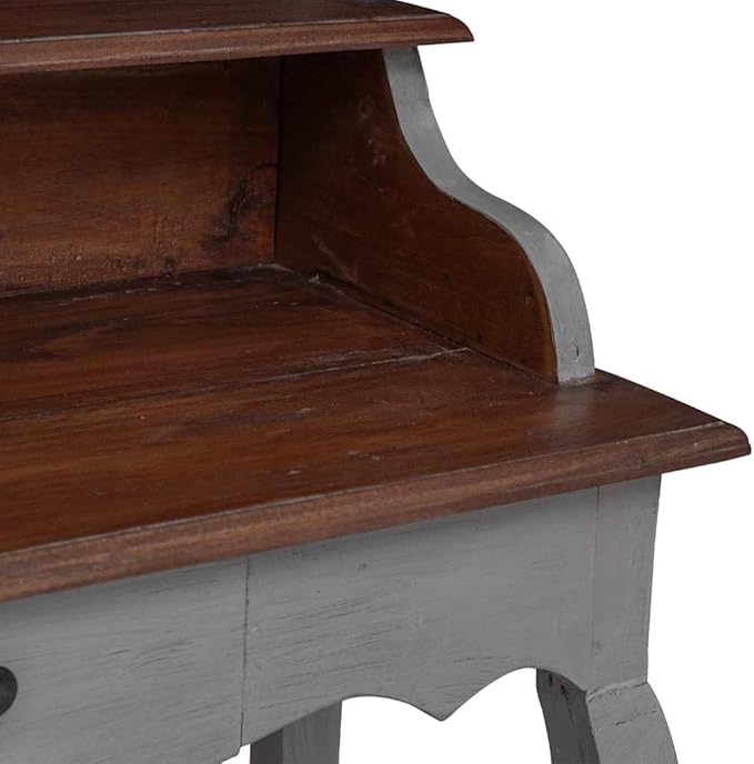 vidaXL Writing Desk, Computer Desk with Storage Drawer, Workstation Table for Home Living Room Office, Retro Style, Solid Mahogany Wood