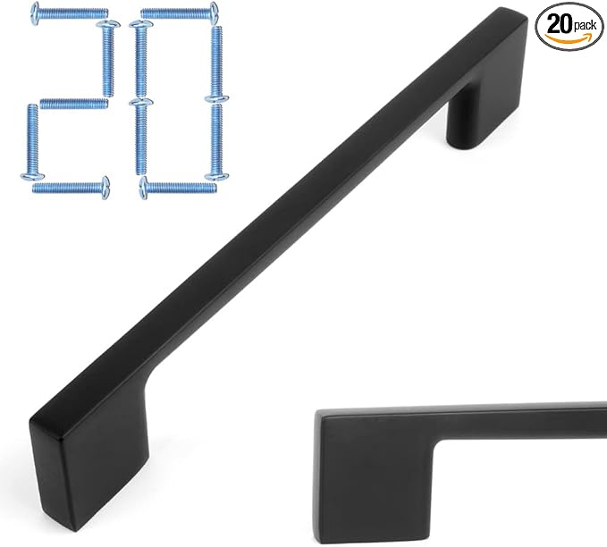 KOOFIZO 20 Pack 5 Inch Matte Black Kitchen Cabinet Pulls Black Cabinet Handles Black Cabinet Hardware for Kitchen Cabinets Drawer P01 Dresser Cupboard Bedroom Bathroom