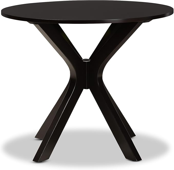 Baxton Studio Kenji Modern and Contemporary Dark Brown Finished 35-Inch-Wide Round Wood Dining Table