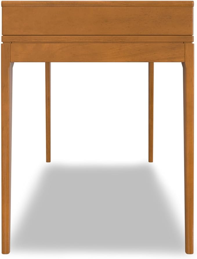 Timeless Style Home Office Desk Computer PC Laptop Desk with Storage Drawers for Bedroom, Mid-century Study Writing Table Workstation with Two Side Drawers and Keyboard Tray for Reading, Gold Color