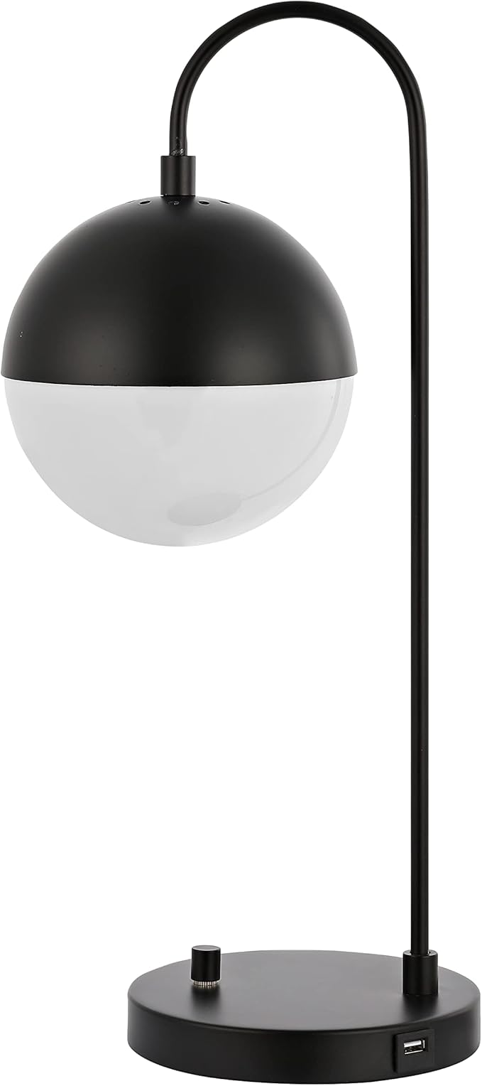 SAFAVIEH Lighting Collection Cappi Modern Black Orb 21-inch Bedroom Living Room Home Office Desk Dorm Study Nightstand Task Table Lamp (LED Bulb Included)