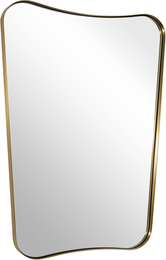 ANDY STAR Gold Vanity Mirror, 22x30 Inch Brushed Gold Bathroom Mirror, Antique Brass Asymmetrical Mirror in Rust-Proof Stainless Steel Metal Frame, Unique Butterfly Shape, Ideal for Home Remodel