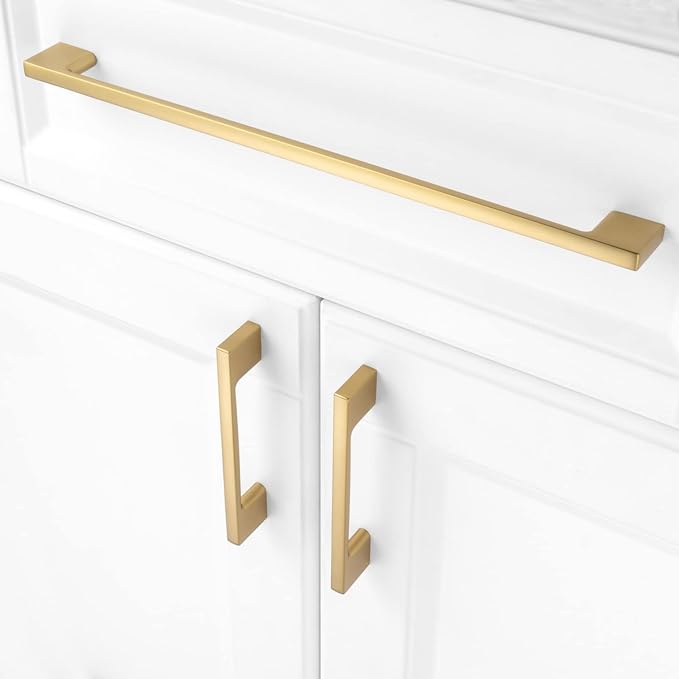 KOOFIZO 5 Pack 11-5/16 Inch Brushed Gold Kitchen Cabinet Pulls Gold Cabinet Handles Gold Cabinet Hardware for Kitchen Cabinets Drawer P01 Dresser Cupboard Bedroom Bathroom