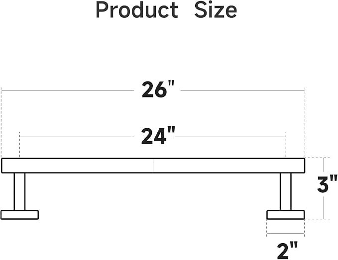 USHOWER 2-Pack Brushed Nickel Towel Bar, 24-Inch Towel Racks for Bathroom Wall-Mounted, SUS304 Stainless Steel Towel Rod (Total Length 26-Inch)