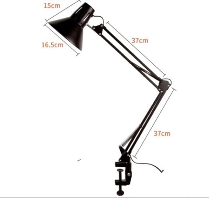 LED Desk Lamp Metal Swing Arm with Clamp Dimmable Retro Switch Bedside Lamps Modern Simple Foldable Rotatable Work(Red)