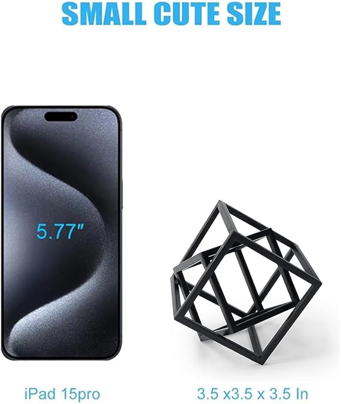 DreamsEden Small Geometric Sculpture, Metal Cube Decorative Ornaments Modern Home Decor Accent
