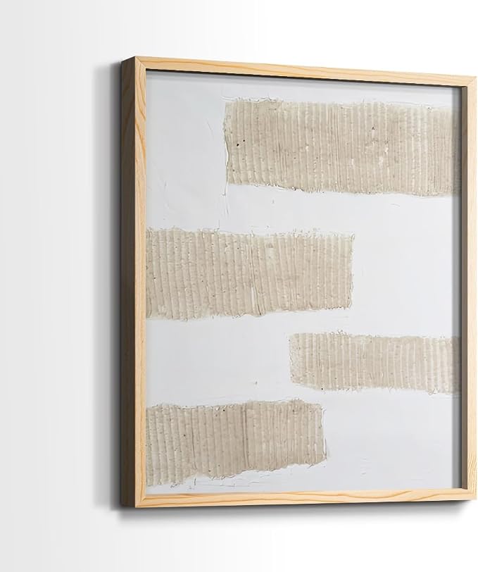 Renditions Gallery Set of 2 Peel & Stick Framed Prints, Modern Abstract Wall Art, Textured Brush Strokes Wall Decor, Re-Stickable - Ready to Hang - 8"x10" - NATURAL WOOD Frame LT588