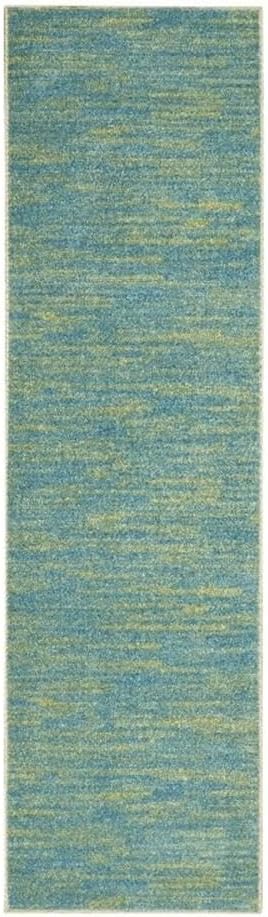 Nourison Home Essentials Blue Green 2'2" x 16' Area Rug Easy Clean, Non Shedding, Bed Room, Living Room, Dining Room, Kitchen (16' Runner)