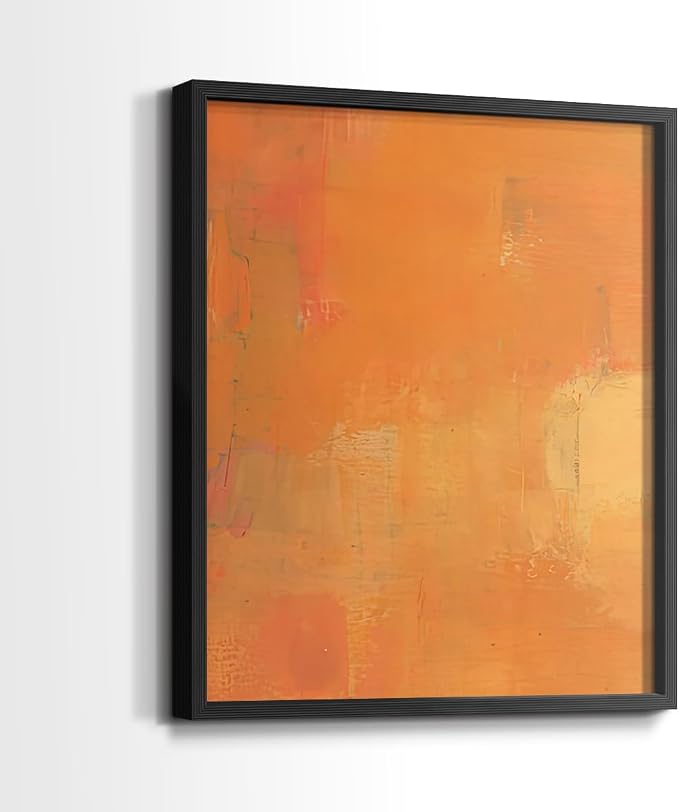 Renditions Gallery Set of 2 Peel & Stick Framed Prints, Abstract Wall Art, Rustic Fain Marking with Brush Strokes Wall Decor, Re-Stickable - Ready to Hang - 22"x28" - Black Frame LT588