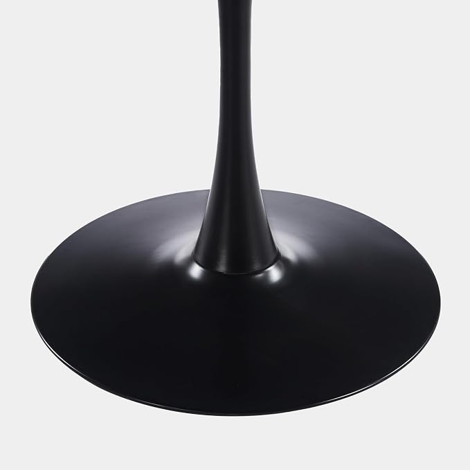 42" Round Black Tulip Dining Table for 4, Modern Pedestal Kitchen Table with Thickened Tabletop, Sturdy Tulip Shape Base, Round Dining Table for Dining Room, Living Room, Cafe