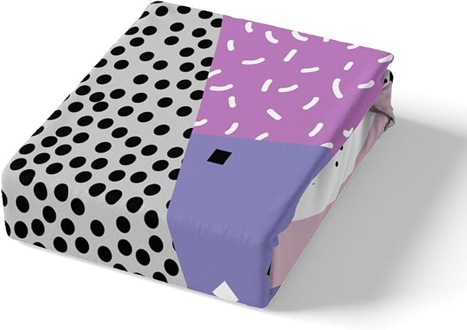Manfei Memphis Duvet Cover Set Queen Size, Abstract Geometric Retro Bedding Set 3pcs for Kids Girls, 80s or 90s Fashion Style Comforter Cover Soft Polyester Quilt Cover with 2 Pillowcases,No Comforter
