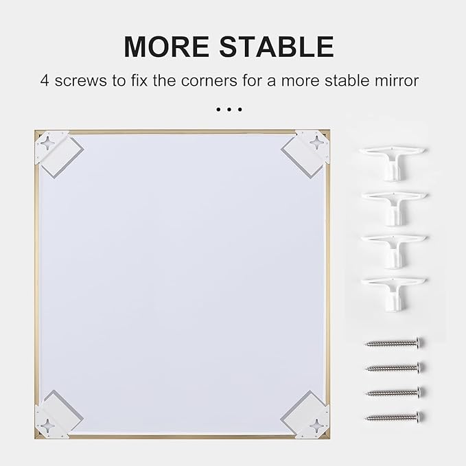 24x30 Inch Gold Bathroom Mirror - Copper-Free Mirror, Aluminum Alloy Frame Vanity Rectangle Wall Mounted Modern Mirror for Bedroom/Living Room/Porch Horizontal or Vertical