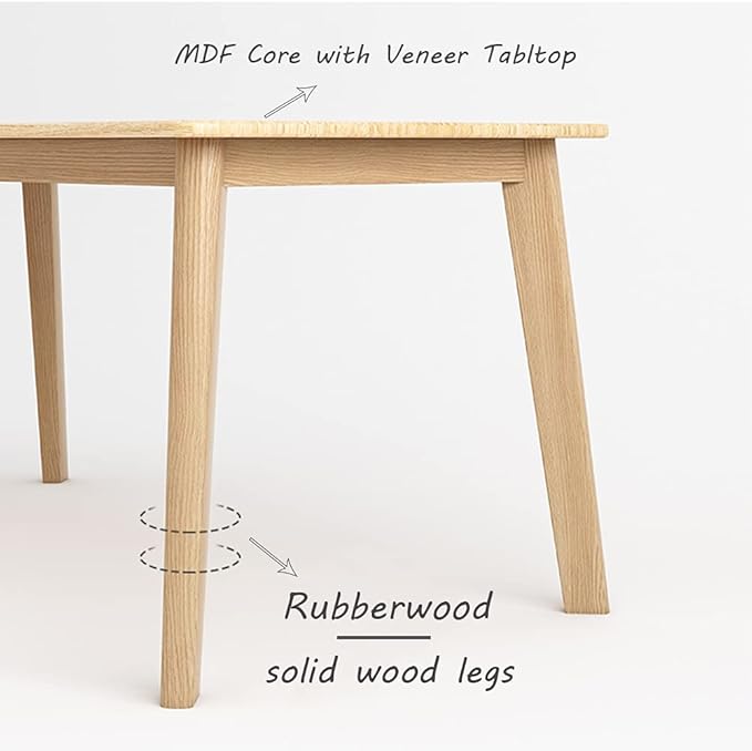 IOTXY Simple Wooden Writing Desk - Modern Minimalist Style PC Laptop Computer Workbench with Solid Wood Legs, 39" W Home Office Work Table for TV Stand Music Video Live Broadcast Workstation, Oak