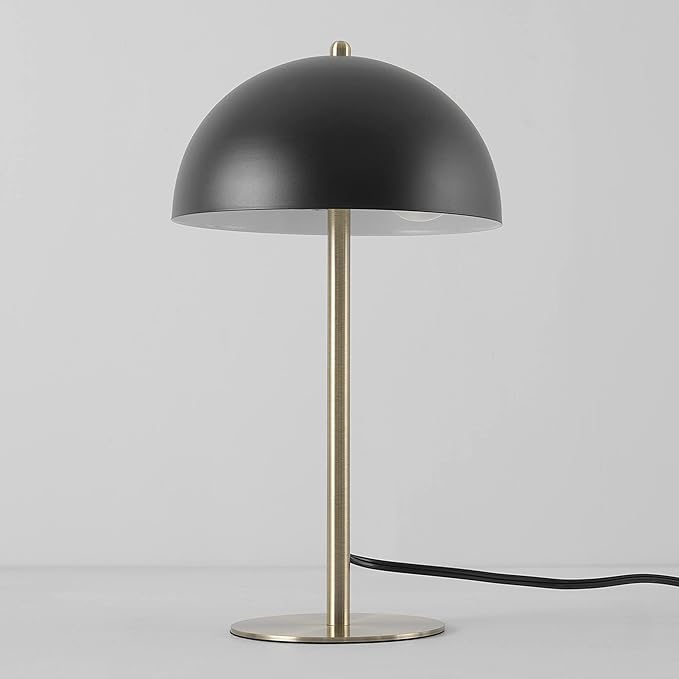 Globe Electric 52938 Luna 15" Desk Lamp, Matte Black, Matte Brass Accents, in-Line On/Off Rocker Switch