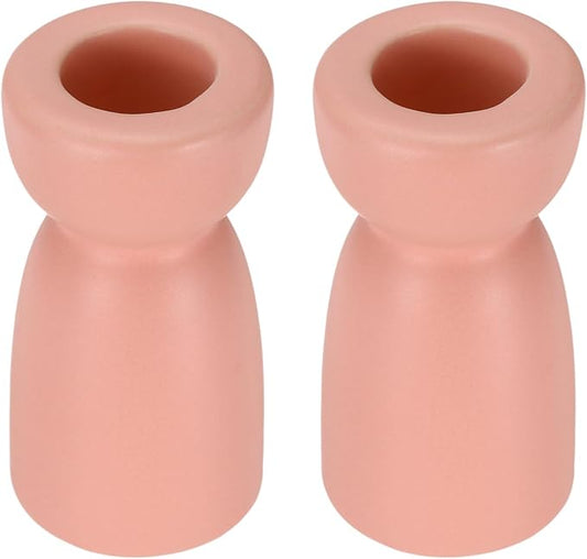 uxcell 2 Pack Candlestick Holder Pink Ceramic Taper Candle Holder Candle Stand Holders Modern Style Decoration for Centerpiece Tabletops Anniversary