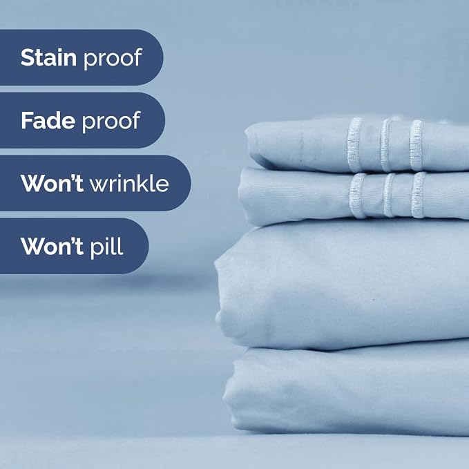 Flex Top Split Head King 4 Piece Sheet Set - Soft, Breathable & Cooling Bed Sheets Set - Hotel Luxury Bedding for Women & Men with Deep Pockets - Wrinkle Free & Fade Resistant - Oeko-Tex - Sky Blue