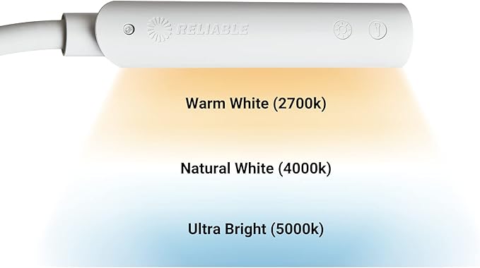 Reliable UberLight Flex 3100TL Task Light – LED Portable Desk Light with Clamp, USB Connection, 26.5” Flexible Gooseneck, 270° Rotational Head, 9 Light Settings, and up to 60,000 Hours of Use (White)