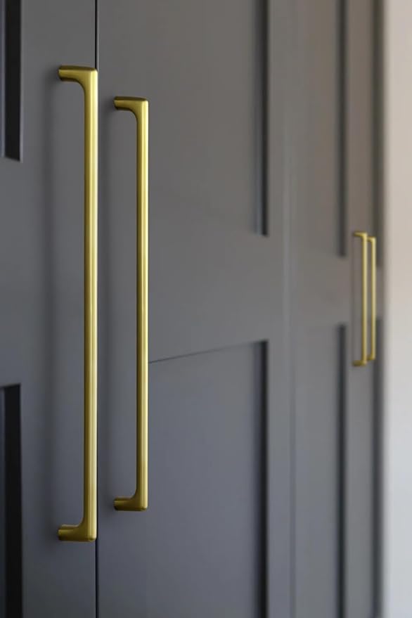 Goo-Ki Brushed Gold Cabinet Pulls with 10''(256mm) Hole Centers, Modern Style Zinc Alloy Cabinet Handles for Dresser,Wardrobe,Cupboard- 2 Pack