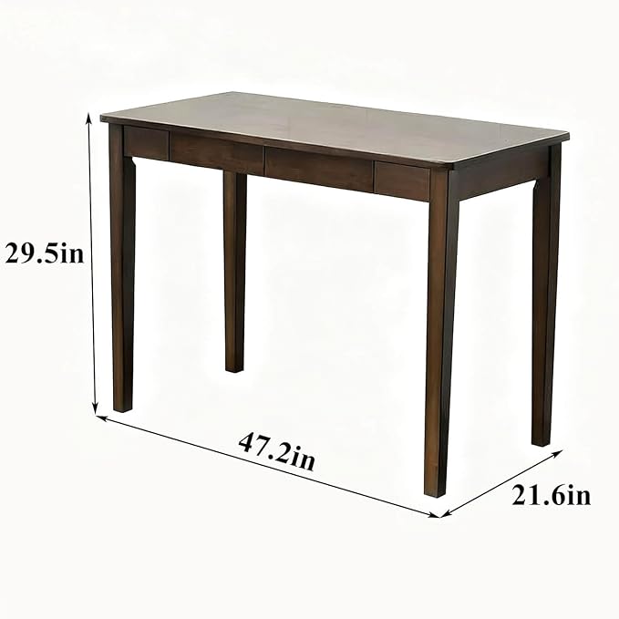 Solid Wood Desk,47" Solid Wood Writing Desk with Drawers,Oak Mid Century Modern Small Computer for Small Spaces Home Office