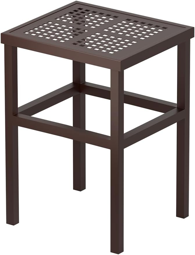 Plant Stand - Indoor/Outdoor Extra-Sturdy 23" tall Aluminum Plant Stand – Ideal for Patios, Gardens, Living Room Decoration (Brown)