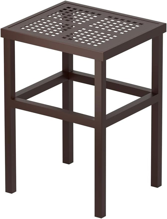 Plant Stand - Indoor/Outdoor Extra-Sturdy 23" tall Aluminum Plant Stand – Ideal for Patios, Gardens, Living Room Decoration (Brown)