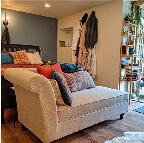 Storage Chaise Lounge Indoor Upholstered Sofa Recliner Lounge Chair for Bedroom Living Room Tan Fabric (Left Armrest)