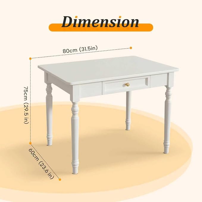 French Country Desk, 31.5" White Writing Desk with Drawers, Small Space Desk for Home Office, Easy Assembly