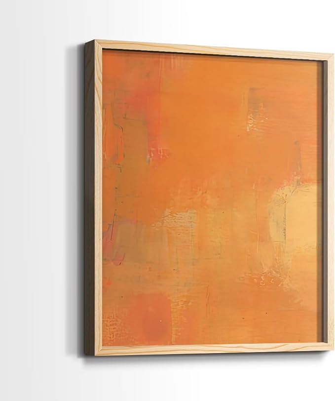 Renditions Gallery Set of 2 Peel & Stick Framed Prints, Abstract Wall Art, Rustic Fain Marking with Brush Strokes Wall Decor, Re-Stickable - Ready to Hang - 11"x14" - NATURAL WOOD Frame LT588