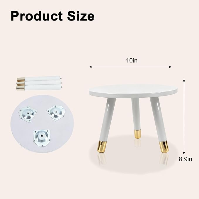 2-Pack Mid Century Plant Stand for Indoor Plants, Modern Metal Flower Pot Holder Stand for Living Room, Decorative Small Round Side Table for Balcony, Patio, Office, 8.9” High, White