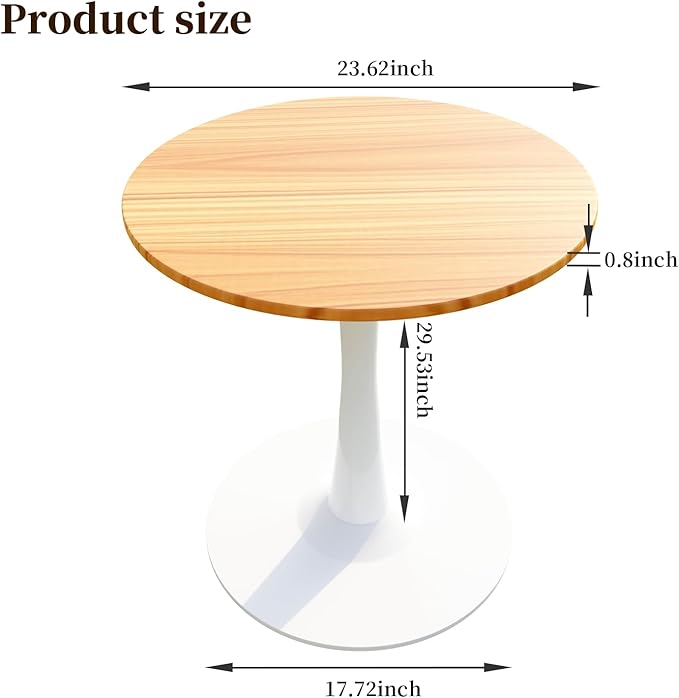 23.62" Small Round Dining Table for 2 – Durable & Well-Made Tulip Table with Sturdy Metal Frame, Compact 2-Seater Kitchen or Dining Room Table for Small Spaces, Apartments, Café, Restaurant, Office 1