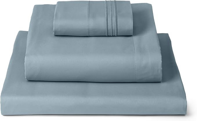 Mellanni Twin Sheets Set - 3 PC Iconic Collection Bedding - Hotel Luxury, Extra Soft, Cooling Bed Sheets - Wrinkle, Fade, Stain Resistant (Twin, Spa Blue)