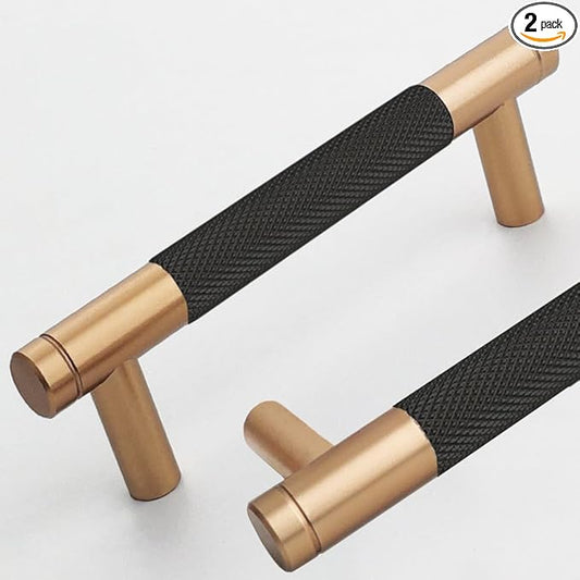 2 Pack 3 3/4 Inch 96 mm Bronze and Black Barrel Cabinet Pulls Cupboard Aluminum Handles Drawer Pull Cabinet Handles