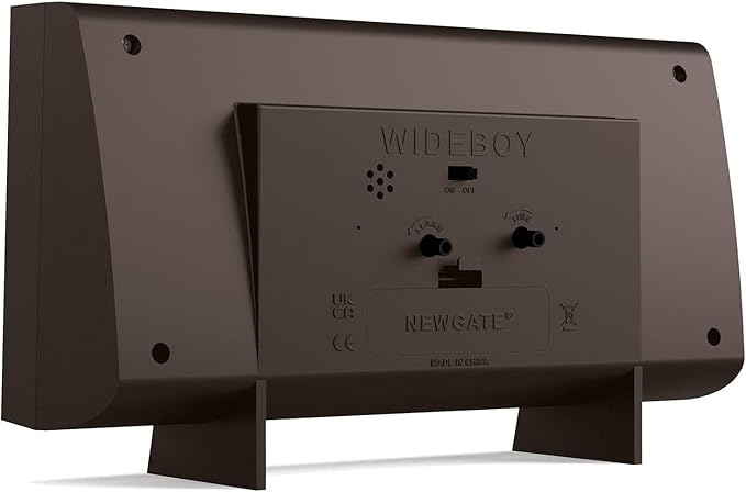 NEWGATE® Wideboy Alarm Clock | Rectangular Retro Design | Mocha Brown | Mid-Century dial | Ideal for Bedside, Desk, Mantel or Shelf | Retro Bedroom & Office Accessory