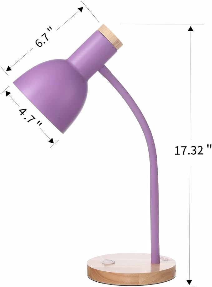 Table Lamp,Wooden Adjustable Desk Lamp,Dorm Lamp&Bedside Lamp for Living Room, Bedroom, Kids Room (Purple)