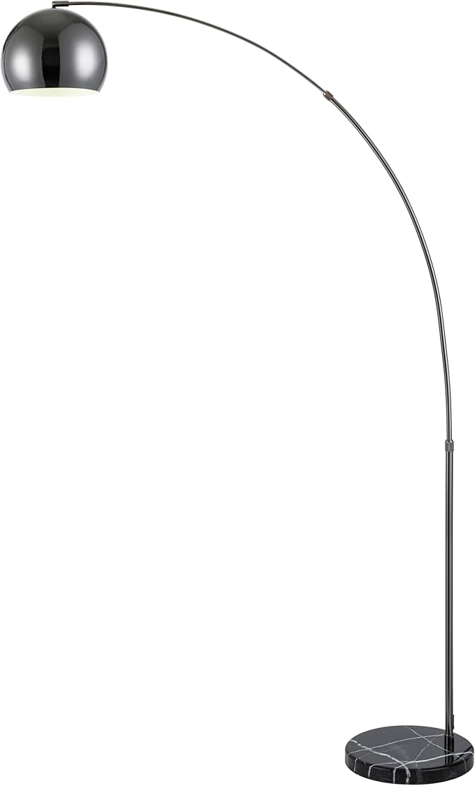 Major-Q Large 79" H Modern Standing Adjustable Floor Lamp with Metal Dome Shade & Marble Base for Living Room - Corner Light Arc Lamps for Bedrooms Black Chrome