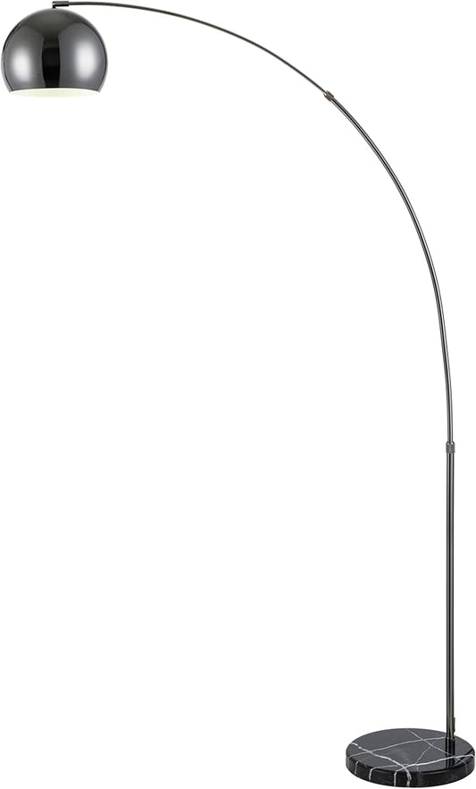 Major-Q Large 79" H Modern Standing Adjustable Floor Lamp with Metal Dome Shade & Marble Base for Living Room - Corner Light Arc Lamps for Bedrooms Black Chrome
