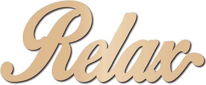 CREATCABIN Relax Wood Cutout Front Door Wooden Decor Letters Cut Art Sign Wall Hanging Decor for Restroom Cafe Shop Canteen Apartment Hotel Mall Rustic Farmhouse Porch Party Indicate Sign 11.9x4.7in