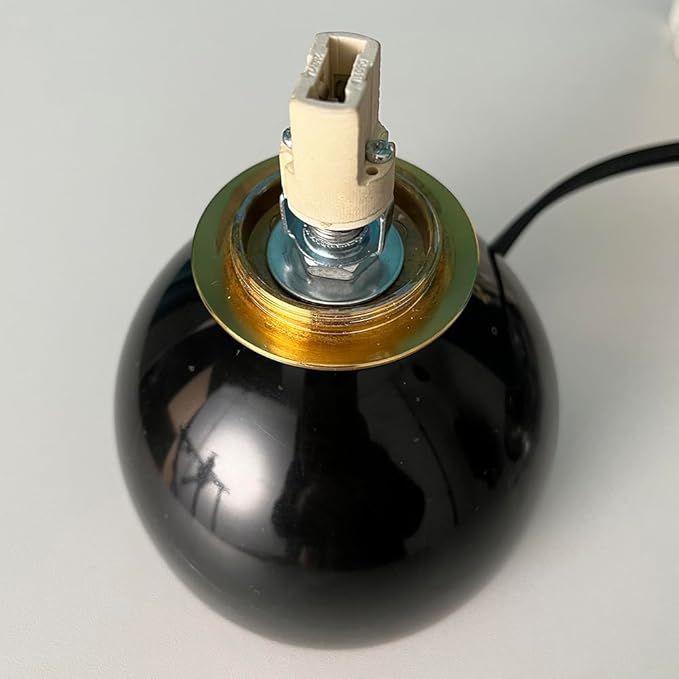 Meefad Globe Bedside Lamp, Modern Cute Night Light with Glass Shade, Marble Base, Small Table Lamp for Bedroom - Black