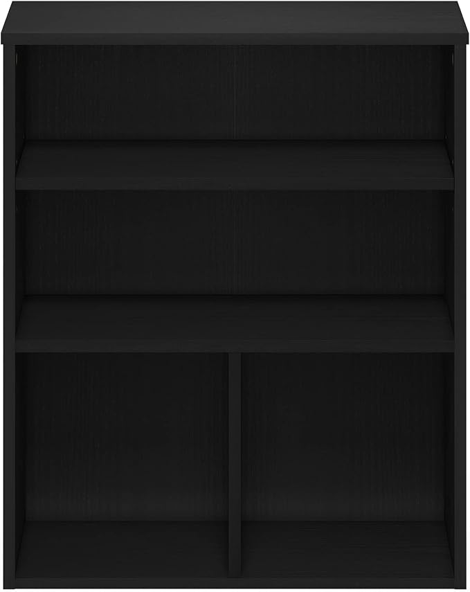 Furinno PASIR Book Shelf, 3-Tier Display Bookshelf with Adjustable Shelf, Cube Storage Bookcase, 11.8 x 23.6 x 28.2, for Living Room, Bedroom, Home Office, Black Oak