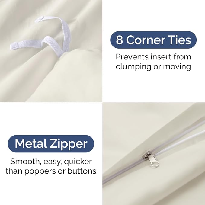Duvet Cover Cal King Size - Extra Soft Cal King Size Duvet Cover - Lightweight & Breathable - Easy Care & Fade Free with Zipper Closures & Ties - 104" x 98" Inches - (Ivory) Comforter Not Included