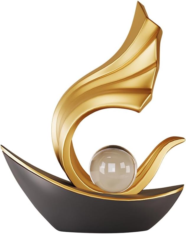 Modern Nautical Sailboat Sculpture | Abstract Art Boat Statue | Living Room, Coffee Table, TV Stand & Boat Bookshelf Deco (Black)